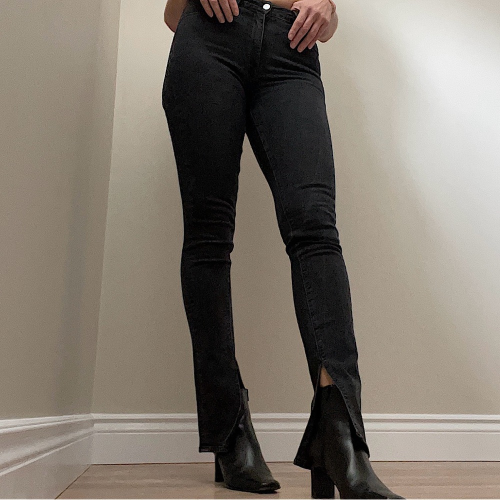 Paige Denim X Rosie HW Constance Split Ankle Skinny Jeans - Washed Black